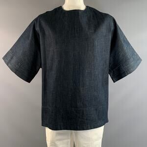 GREI Size L Navy Wash Cotton Oversized Short Sleeve Shirt